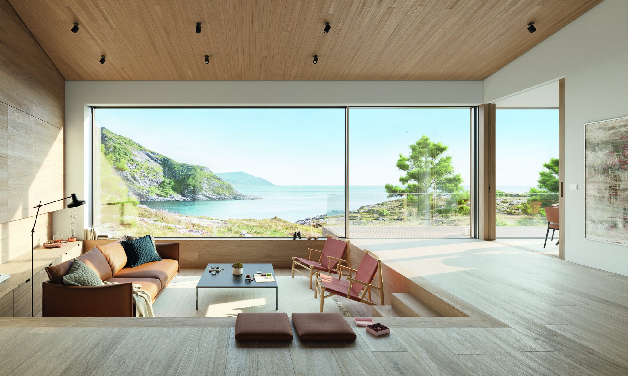 Cửa nhôm ốp gỗ: Eco-Minimalism hòa hợp với thiên nhiên