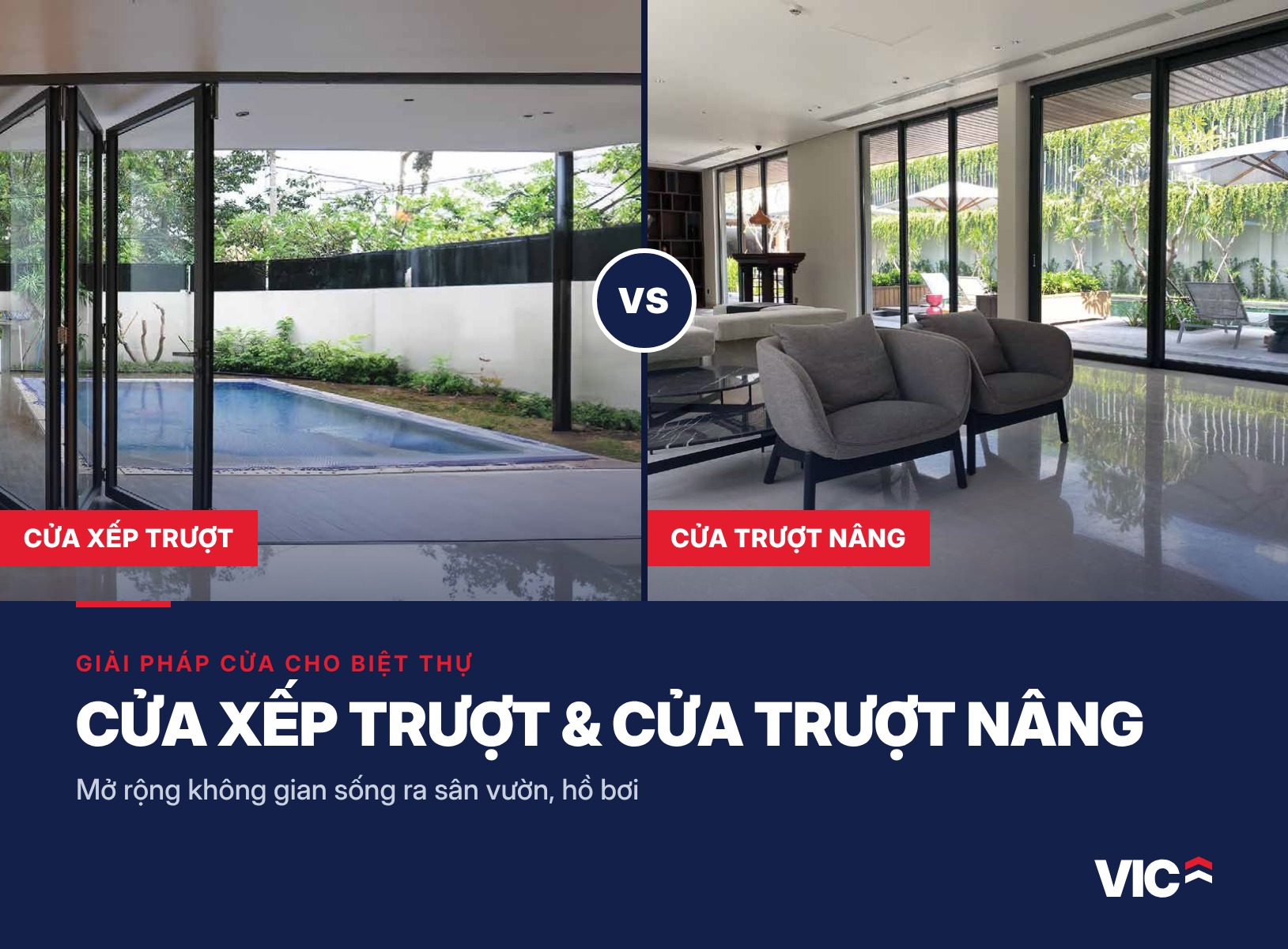 Cửa xếp trượt hay cửa trượt nâng: chọn hệ nào cho biệt thự mở ra sân vườn?